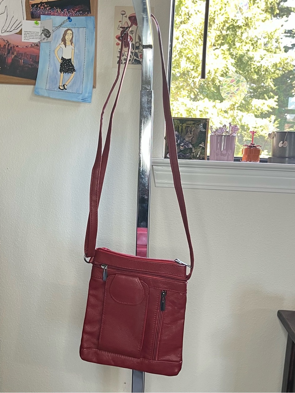 Women’s Red Crossbody Bag - Classic Everyday Shoulder Bag